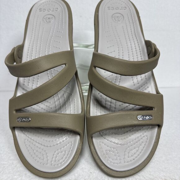 Crocs Patricia Tan Relaxed Wedge Sandals 10386 Women Size 11. - Picture 3 of 7